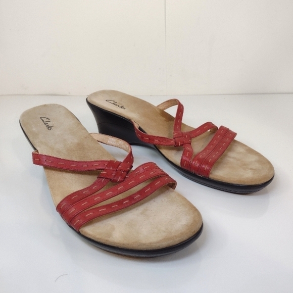Clark's women's wedge strapy sandals size (10)M - Picture 1 of 13